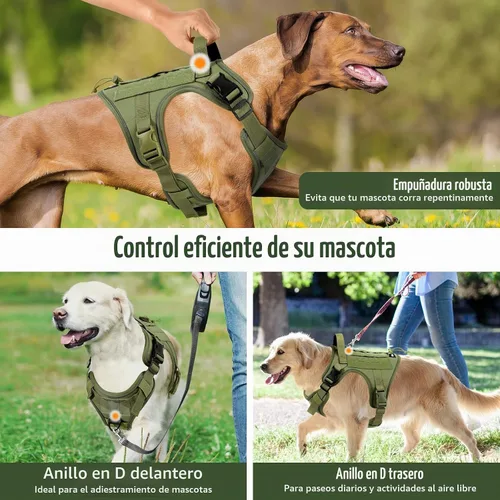 Vista 5 de VavoPaw Arnés táctico resistente para perros pequeños, arnés ajustable sin tirones para mascotas, arnés reflectante de servicio de entrenamiento