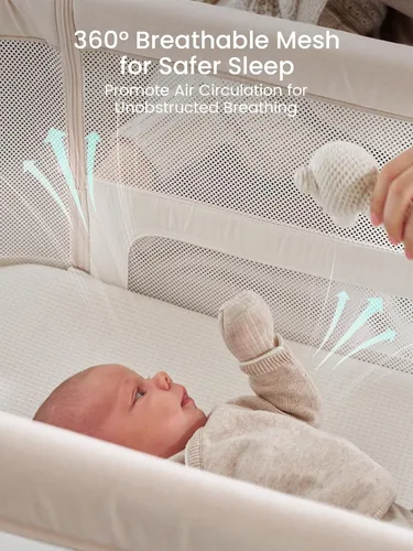 Vista 4 de GROWNSY Moisés de bebé 5 en 1 con mecedora manual suave Crema