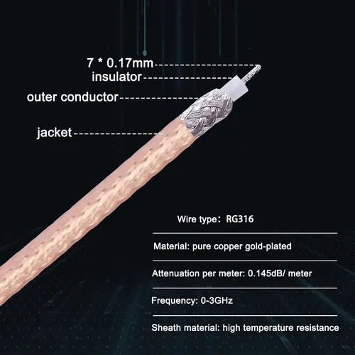 Vista 4 de XMSJSIY SMA Y cable divisor SMA hembra a doble macho coaxial RG316