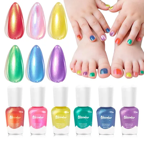 Vista 10 de Juego de Esmalte de Uñas de Secado Rápido para Niños, Esmalte de Uñas No Tóxico para Niños Pequeños, Esmalte para Uñas de las Manos Despegable a