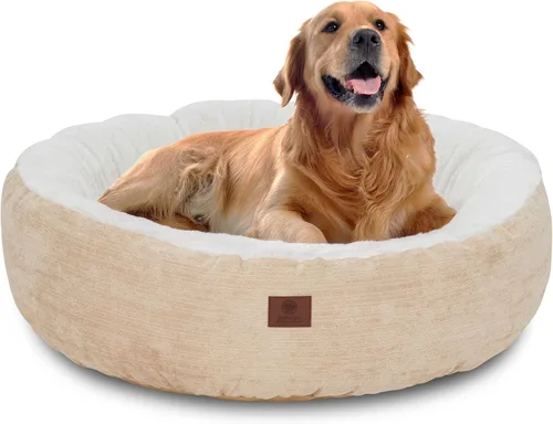 Vista 8 de AMERICAN KENNEL CLUB Cama redonda de tela Mason de 23 pulgadas para mascotas, elegante cama lavable para perros con parte inferior antideslizante