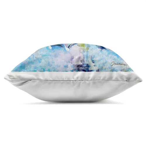 Vista 2 de Stupell Industries Modern Nautilus Beach Shell Design by Liz Jardine - Almohada (18 x 18 pulgadas), color azul