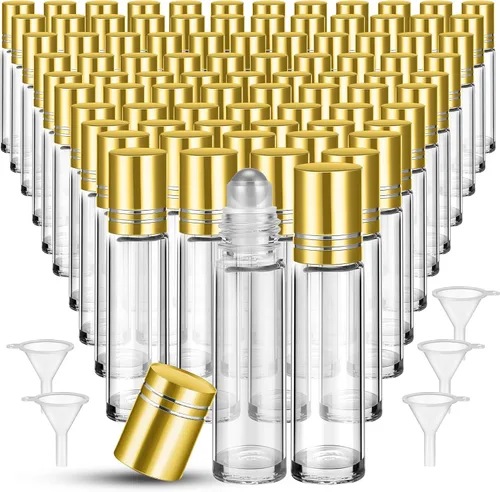 Vista 9 de 96 piezas de botellas de rodillo para aceites esenciales de 10 ml, botellas de vidrio vacías con bolas de acero inoxidable, a prueba de fugas