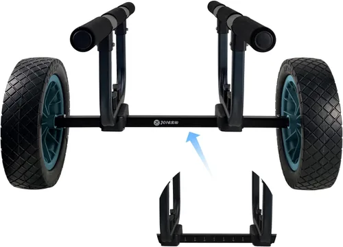 Vista 3 de Carrito de kayak resistente, carrito de canoa ajustable de ancho con ruedas de playa planas de 12 pulgadas