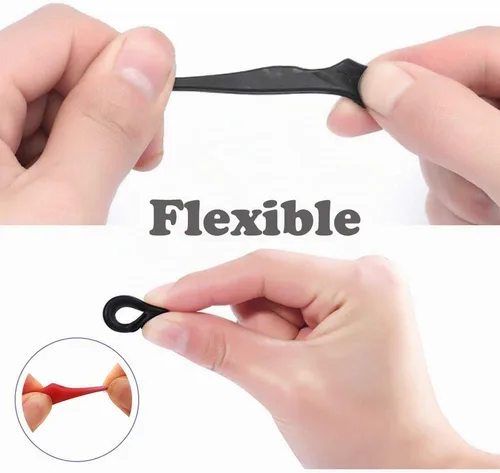 Vista 5 de SAIGO Ganchos antideslizantes para las orejas, retenedores de lentes de silicona para lentes de sol, 10 pares, color negro