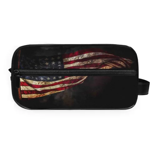 Vista 2 de Neceser de viaje de nailon, kit de afeitado, estuche de maquillaje, organizador de cosméticos para hombres y mujeres (bandera estadounidense)