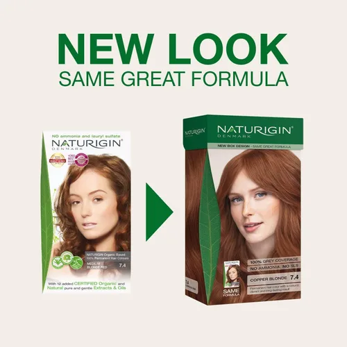 Vista 2 de Naturigin coloración permanente para cabello 100% cobertura de canas, tinte duradero. Fórmula natural nutritiva vegana y libre de crueldad