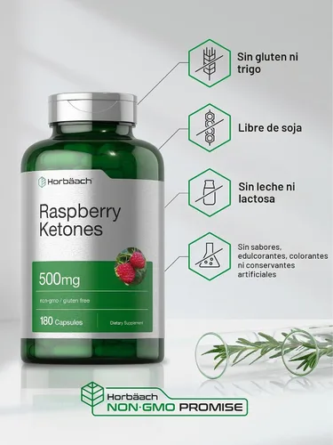 Vista 4 de Horbäach Cetonas de Frambuesa 500mg 180 Cápsulas