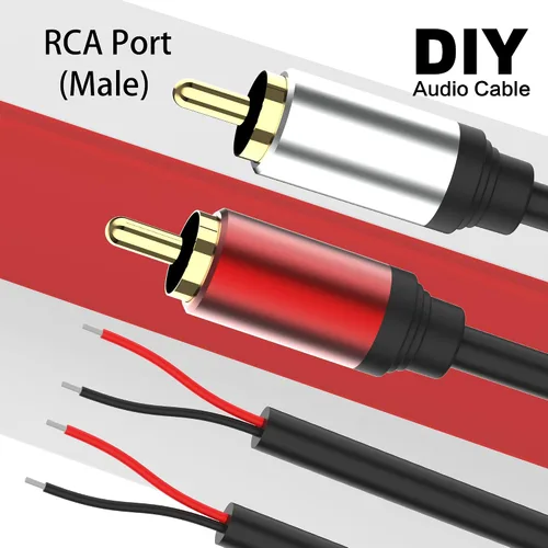 Vista 4 de HIEbee Cable de altavoz de 1 pie RCA macho conector adaptador a cable desnudo extremo abierto Pigtail Audio Video RCA Cable para amplificador