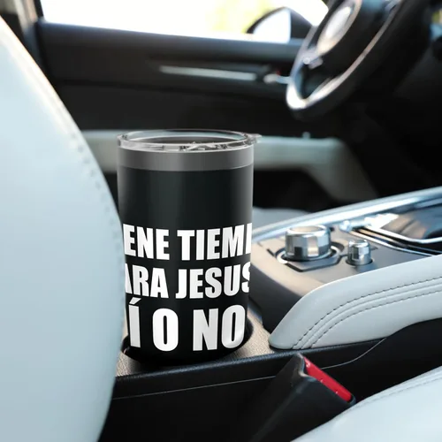 Vista 6 de ¿Tiene Tiempo Para Jesus? Sí o NO! Vaso aislado de acero inoxidable Negro