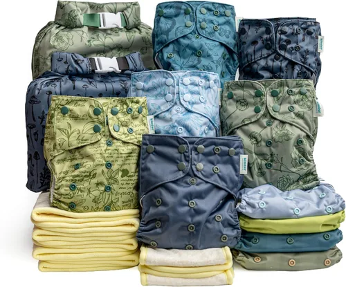 Vista 11 de Big Adventure Kinder - Juego de 5 pañales de tela reutilizables para bebé, estilo de bolsillo, jersey atlético que absorbe la humedad, insertos