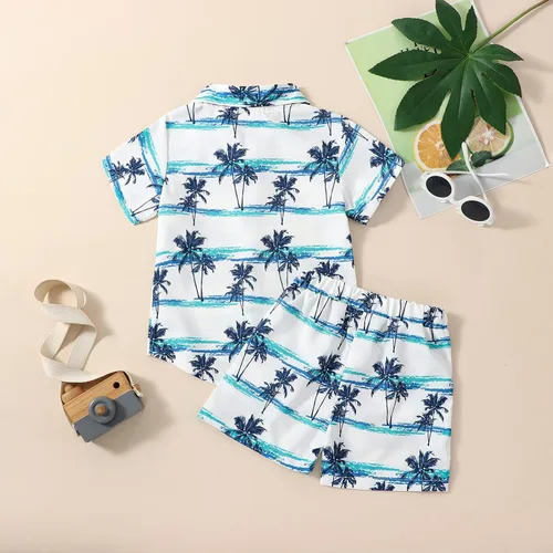 Vista 3 de fhutpw Ropa para bebé y niño pequeño 2T 3T 4T 5T Verano Niños Conjunto de camisa de manga corta con botones y pantalones cortos