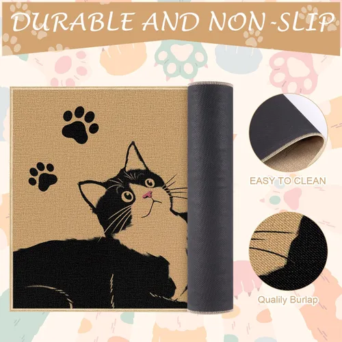Vista 5 de Louise Maelys Wipe Your Paws Tapete de Puerta de Bienvenida Antideslizante, Divertidos Tapetes Delanteros de Gato Negro de Primavera Verano, Tapete