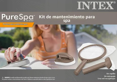 Vista 7 de Intex PureSpa - Kit de accesorios de mantenimiento para bañera de hidromasaje y spa con cepillo curvo, recogedor de malla, y cepillo limpiador