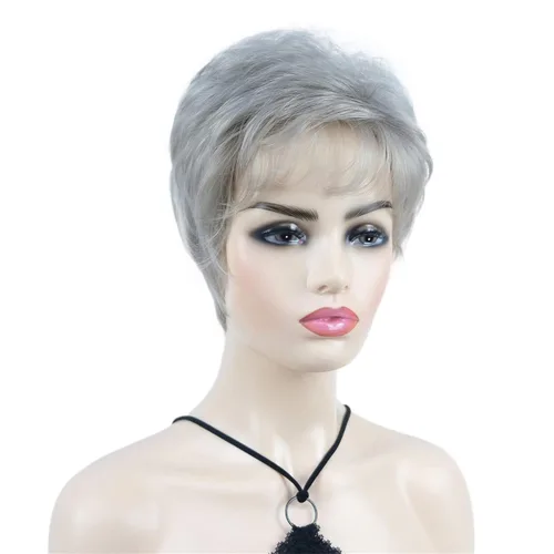 Vista 3 de Wiginway corto rizado pelucas sintéticas con flequillo pelo premium natural moda pelucas para señora mujeres #101