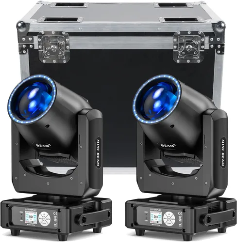 Vista 8 de 350W 7R Luz de haz con cabeza móvil y tira LED RGB, control DMX512, sonido activado, efecto de prisma, niebla, arcoíris, 48 prismas y 14 gobos, 14