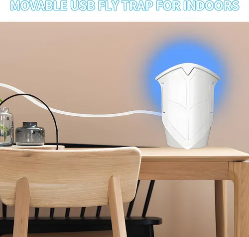 Vista 7 de Trampa para moscas de frutas para interiores para el hogar, mata insectos en interiores, trampa voladora con luz nocturna azul atrapador de polillas