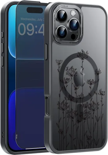Vista 31 de Goodon para iPhone 15 Pro Max con protector de pantalla de privacidad, compatible con Magsafe, funda translúcida mate a prueba de golpes - Linda