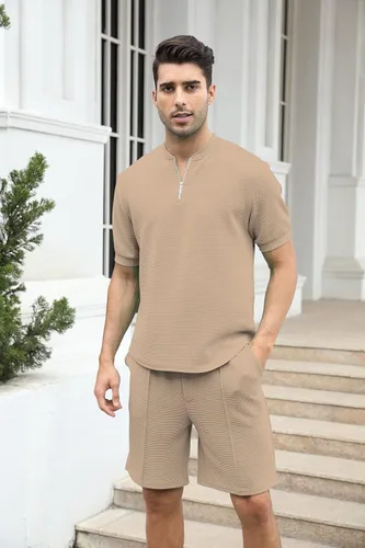 Vista 22 de FZNHQL Conjunto deportivo de moda para hombre, 2 piezas, casual, atlético, para correr, manga corta/larga, conjunto para hombre