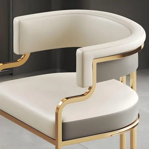 Vista 6 de Sillas de comedor de cocina para interiores, silla lateral tapizada para el hogar, silla con brazo de respaldo bajo, silla de comedor con piel