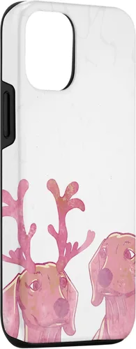 Vista 3 de iPhone 14 Rosa Dachshund Deer Astler Cute Animal Dog Lovers Estuche de regalo