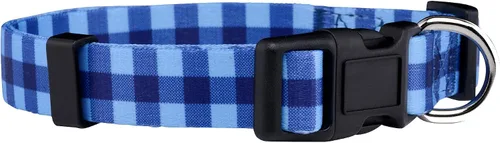 Vista 6 de Native Pup Collar de perro a cuadros, leñador rojo, tartán, azul, rosa, ajustable para perros grandes y pequeños (rojo, mediano)