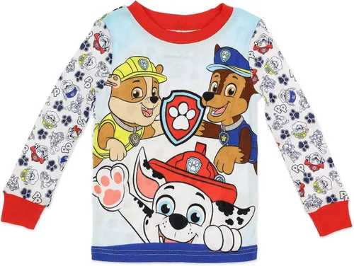 Vista 2 de Paw Patrol Conjunto de pijama para niños, pijama de algodón de 2 piezas con pantuflas