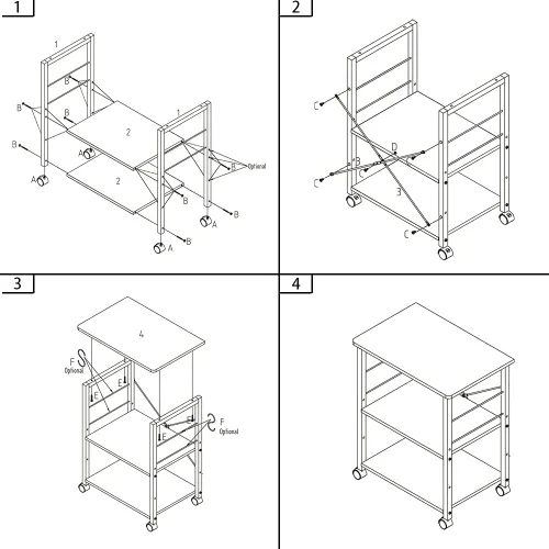 Vista 7 de AZ L1 Life Concept Mesa auxiliar de cocina con 3 niveles para horno de microondas, estación de trabajo con ruedas, 23.7 pulgadas