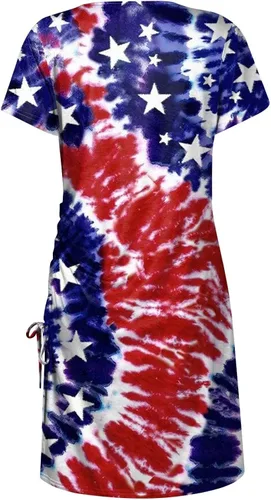 Vista 3 de ADHOWBEW Vestido de mujer para el 4 de julio, con bandera americana, sexy, para salir, fiesta, club, vestido ajustado