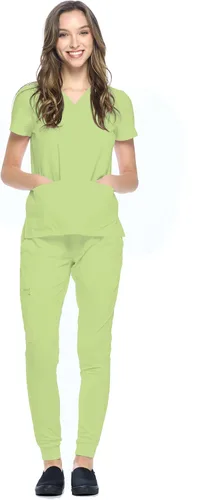 Vista 18 de Dagacci Medical Uniform® Women's V-Neck Jogger Scrubs Negro