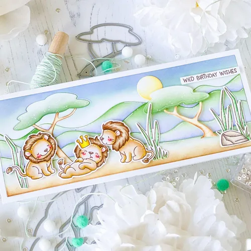 Vista 8 de Wild Birthday Wishes - Juego de sellos y troqueles para hacer tarjetas, sellos transparentes y troqueles de corte de metal para álbumes de recortes