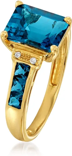 Vista 3 de Ross-Simons 300 ct tw London Blue Topaz Ring in 14kt Yellow Gold