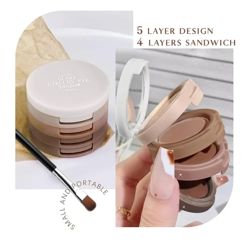 Vista 5 de HOSAILY Paleta de sombra de ojos mate 4 en 1, sombra de ojos marrón topo neutro para mujeres mayores, maquillaje de sombra de ojos en polvo