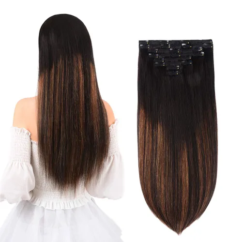 Vista 11 de Extensiones de cabello humano real con pinzas, 12 pulgadas, 2.89 oz, 8 piezas de extensiones de cabello Remy para mujer, color marrón medio