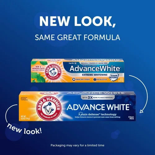 Vista 3 de ARM & HAMMER Advance Pasta de dientes blanca, menta limpia, blanqueamiento extremo, 4.3 onzas (paquete de 6)