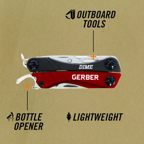 Vista 3 de Gerber Gear Dime Mini EDC multiherramienta 12 en 1, alicates de punta de aguja, cuchillo de bolsillo, llavero, abrebotellas, equipo y equipo EDC