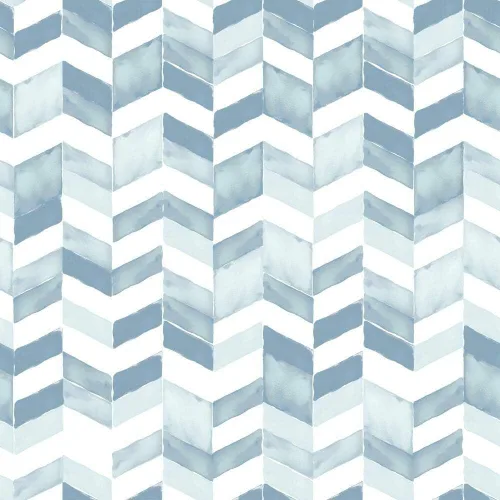 Vista 6 de RoomMates RMK11357RL Paul Brent - Papel pintado de acuarela azul y blanco Chevron