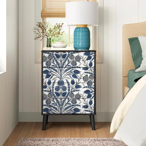 Vista 8 de CiCiwind Papel tapiz de despegar y pegar, color azul y blanco, papel de pared floral, bohemio, autoadhesivo, apto para inquilinos, papel de contacto