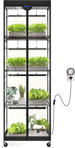 Vista 13 de Barrina LP600 - Invernadero interior con luz de crecimiento, soporte de 4 niveles con tienda de campaña 5000K