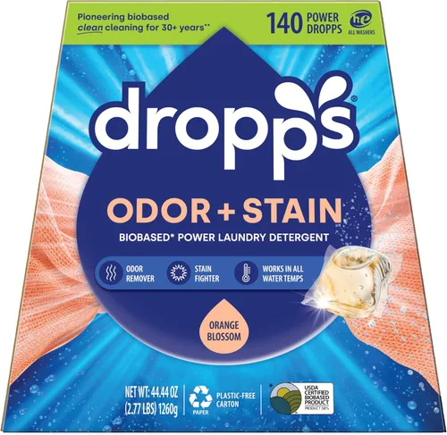 Vista 13 de Dropps Cápsulas de detergente para ropa a base de biológicas Odor & Stain Crisp Breeze HE compatibles con ropa fresca, suministros de jabón