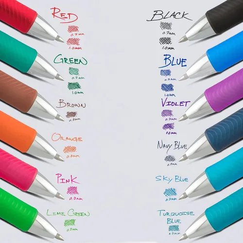 Vista 6 de Pentel BCA Ribbon - Pentel EnerGel Deluxe RTX - Bolígrafo retráctil de gel líquido (¹/₃₂ pulgadas), línea mediana, punta metálica, barril plateado