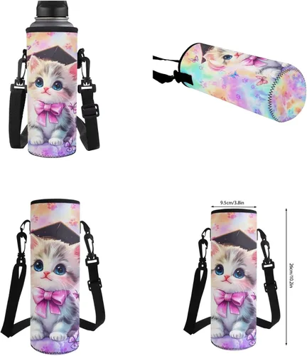 Vista 6 de Mochila escolar unisex para niños para escuela primaria y secundaria, gran capacidad, espacio de almacenamiento portátil, Kawaii Cat, Talla única