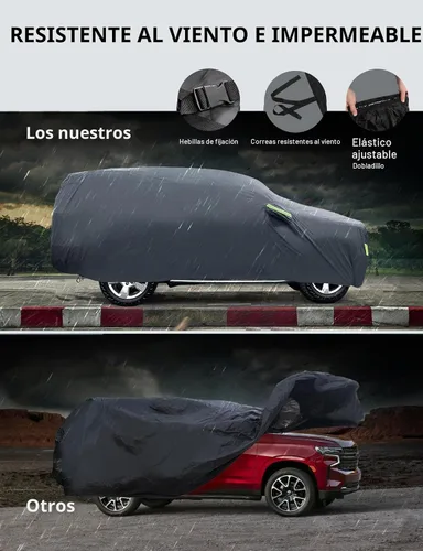 Vista 5 de Proadsy - Cubierta para automóvil, resistente al viento, sol, lluvia, rayos UV, polvo y nieve, para todo tipo de clima, impermeable, funda