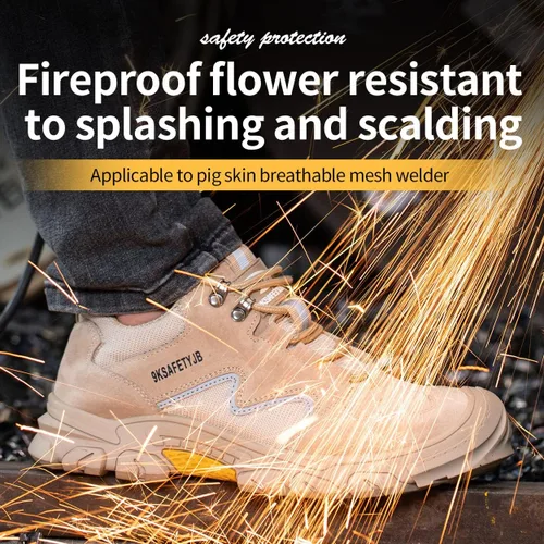 Vista 3 de Zapatos con punta de acero para hombre, zapatos de trabajo con puntera de seguridad, zapatos ligeros de punta compuesta para hombres, zapatos