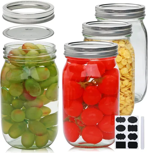 Vista 14 de Tarros pequeños de 4 onzas, paquete de 25 frascos de conservas pequeños con tapas regulares para especias, mermelada, miel, gelatina, postre