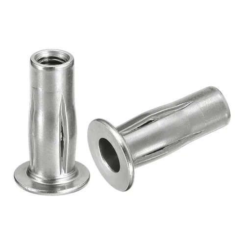 Vista 7 de uxcell M6 - Tuercas de remache de agarre múltiple, 2 piezas de vástago preabombado, cabeza plana, tuerca de inserción roscada de acero inoxidable