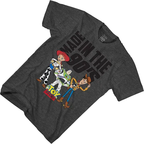 Vista 3 de Disney Toy Story Pizza Planet Alien Japanese Kanji Graphic Camiseta para hombre, Parte delantera y trasera negra.