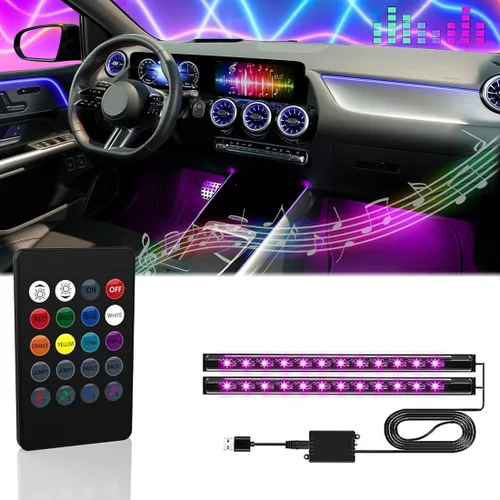 Vista 7 de Luces LED para coche, luces inteligentes para interior del coche con control por aplicación, luces de atmósfera para coche, luces LED interiores