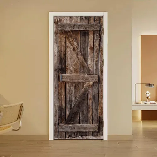 Vista 14 de arricraft 2 piezas de pegatinas adhesivas para puerta, 31.5"x78.7" adhesivos de pared 3D con patrón de cascadas de cuevas, vinilo para puertas