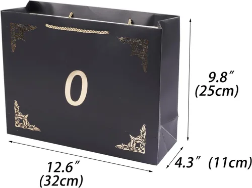 Vista 2 de Lyforpyton Bolsas de regalo grandes con papel de seda y tarjeta de 12.6 x 4.3 x 9.8 pulgadas, bolsa de regalo negra para hombres y mujeres